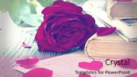  Presentation with old story book - Slide set enhanced with love stories old books background and a coral colored foreground