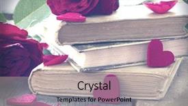 Presentation with old story book - Beautiful presentation design featuring love stories old books backdrop and a light gray colored foreground