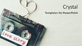  Presentation with audio - Presentation theme having love story - retro audio cassette with tape background and a light gray colored foreground