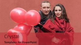  Presentation with love story - Audience pleasing PPT layouts consisting of love story a young man and a young woman with red accessories are walking in the city backdrop and a red colored foreground