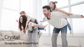  Presentation with play children - Audience pleasing PPT layouts consisting of love sundays - happy parents play with children backdrop and a soft green colored foreground