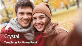  Presentation with relationship - Audience pleasing theme consisting of love technology relationship family and people concept - happy smiling young couple taking selfie in autumn park backdrop and a tawny brown colored foreground