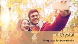 Presentation with maple leaf - Theme with smiling couple with maple leaf background and a yellow colored foreground