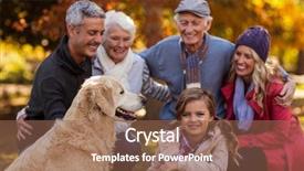  Presentation with dog park animal jack - Theme enhanced with love theme - cheerful multi-generation family with dog background and a coral colored foreground