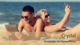  Presentation with computer love - Slide deck having love travel tourism technology background and a coral colored foreground