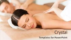 Presentation with beauty salon - PPT theme consisting of love treatment - health and beauty resort background and a coral colored foreground