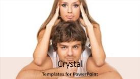  Presentation with triangle - Theme having love triangle - beautiful young couple in casual background and a coral colored foreground