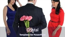  Presentation with women - Slide deck consisting of love triangle - man with a bouquet background and a wine colored foreground