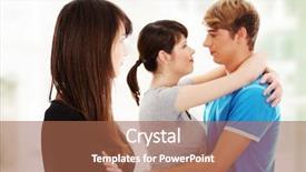  Presentation with triangle - Presentation enhanced with love triangle - sad brunette girl jealousy background and a coral colored foreground