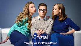  Presentation with beauty and fashion - Amazing slide set having love triangle - shy young man sitting backdrop and a navy blue colored foreground
