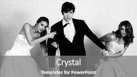  Presentation with women - Beautiful slide set featuring love triangle - two attractive young women wearing backdrop and a gray colored foreground