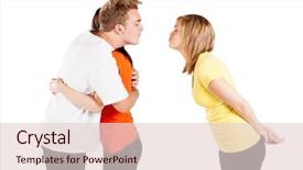  Presentation with cheating - PPT theme enhanced with love triangle - young man cheating on her background and a  colored foreground