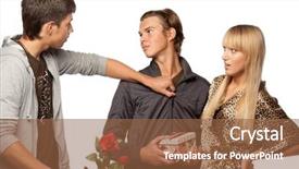  Presentation with virile young men - Slide deck featuring love triangle - young men find background and a tawny brown colored foreground