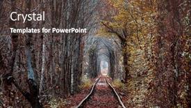  Presentation with railway - Audience pleasing PPT layouts consisting of love-tunnel-in-autumn-railway backdrop and a tawny brown colored foreground