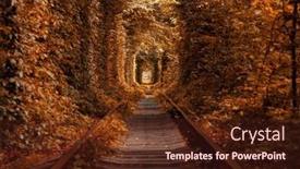  Presentation with railway - Theme having love-tunnel-in-autumn background and a tawny brown colored foreground