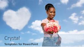  Presentation with peony - Presentation design with love-valentine-s-day background and a light blue colored foreground