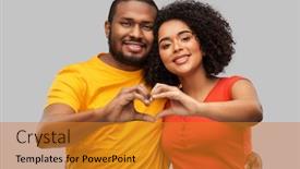  Presentation with american heart - PPT theme featuring love-valentines-day-and-people background and a gold colored foreground
