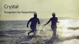  Presentation with sunset beach - Amazing slide set having love vintage - silhouette of happy young teens backdrop and a soft green colored foreground