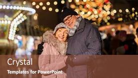  Presentation with town hall - Beautiful slides featuring christmas market on town hall backdrop and a tawny brown colored foreground