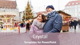  Presentation with town hall - PPT layouts with christmas market on town hall background and a coral colored foreground