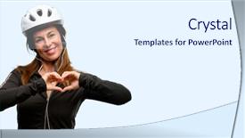  Presentation with triathlon professional cyclist man cycling - Slide set enhanced with love with hands in heart background and a  colored foreground