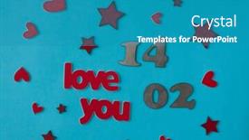  Presentation with blue stars - Theme having love-word-heart-and-stars background and a teal colored foreground