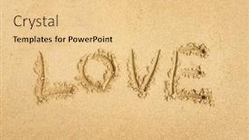  Presentation with i love you - PPT layouts featuring love-write-in-the-sand background and a  colored foreground