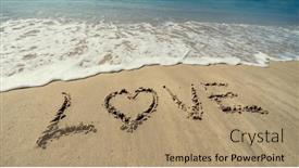  Presentation with sand - PPT theme featuring love-write-in-the-sand background and a  colored foreground