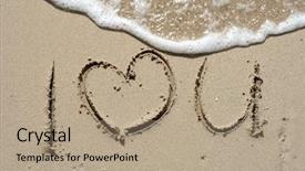  Presentation with love designs - Beautiful slide deck featuring love you handwritten in sand backdrop and a coral colored foreground