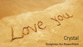  Presentation with love designs - Audience pleasing presentation consisting of love you handwritten in sand for natural love tourism or conceptual designs backdrop and a yellow colored foreground