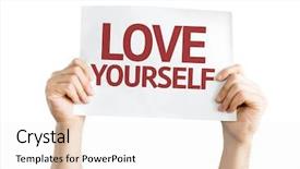  Presentation with love yourself - Presentation consisting of love yourself card isolated background and a sky blue colored foreground