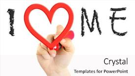  Presentation with love yourself - Slide set having love yourself concept hand writing background and a sky blue colored foreground