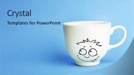  Presentation with animated emotional intelligence - PPT theme with loveable - emotional cup on blue background background and a  colored foreground