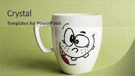  Presentation with green visi - Cool new slides with loveable - emotional cup on green background backdrop and a  colored foreground