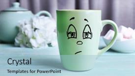  Presentation with wooden - Amazing theme having loveable - emotional cup on wooden table backdrop and a light blue colored foreground