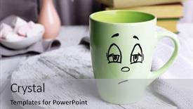  Presentation with wooden - Beautiful presentation theme featuring loveable - emotional cup on wooden table backdrop and a light gray colored foreground