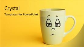  Presentation with yellow - Presentation theme with loveable - emotional cup on yellow background background and a  colored foreground