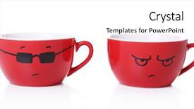  Presentation with blank whiteboard isolated on white - Colorful slides enhanced with loveable - emotional cups isolated on white backdrop and a  colored foreground