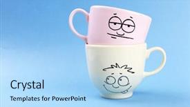  Presentation with emotional brain - Cool new presentation theme with loveable - emotional cups on blue background backdrop and a light blue colored foreground