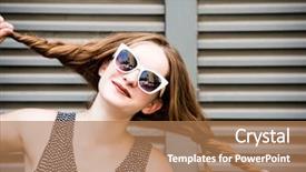  Presentation with hipster girl playing tetris game - PPT layouts enhanced with loveable - lovely young hipster woman is background and a coral colored foreground