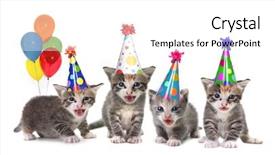  Presentation with birthday - Slides consisting of loveable - singing kittens on a white background and a white colored foreground
