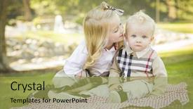  Presentation with baby girl announcement - Colorful slide set enhanced with loveable - sweet little girl kisses her backdrop and a yellow colored foreground