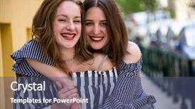  Presentation with fun - Colorful presentation enhanced with loveable - two lovely girls having fun backdrop and a ocean colored foreground