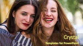  Presentation with fun - Presentation design having loveable - two lovely girls having fun background and a tawny brown colored foreground