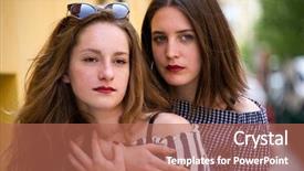  Presentation with fun - Cool new slide deck with loveable - two lovely girls having fun backdrop and a coral colored foreground