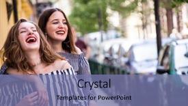  Presentation with fun - Presentation design consisting of loveable - two lovely girls having fun background and a seafoam green colored foreground