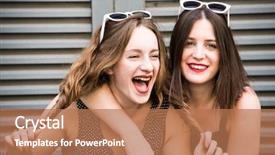  Presentation with women - Theme having loveable - two lovely hipster women are background and a coral colored foreground