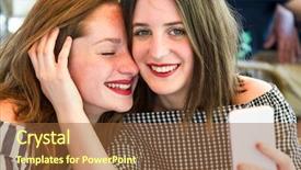  Presentation with women making - Audience pleasing presentation theme consisting of loveable - two young and cute hipster backdrop and a  colored foreground