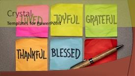  Presentation with blessed - Beautiful slide deck featuring loved-joyful-grateful-thankful-blessed backdrop and a yellow colored foreground