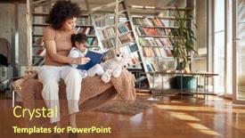  Presentation with bedtime story - Beautiful presentation theme featuring lovely-afro-american-mother-reading backdrop and a tawny brown colored foreground